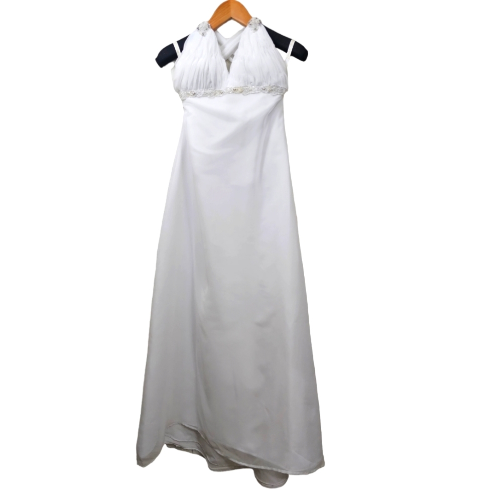 Wedding Dress low cut top with built-in  bra and ties across back
